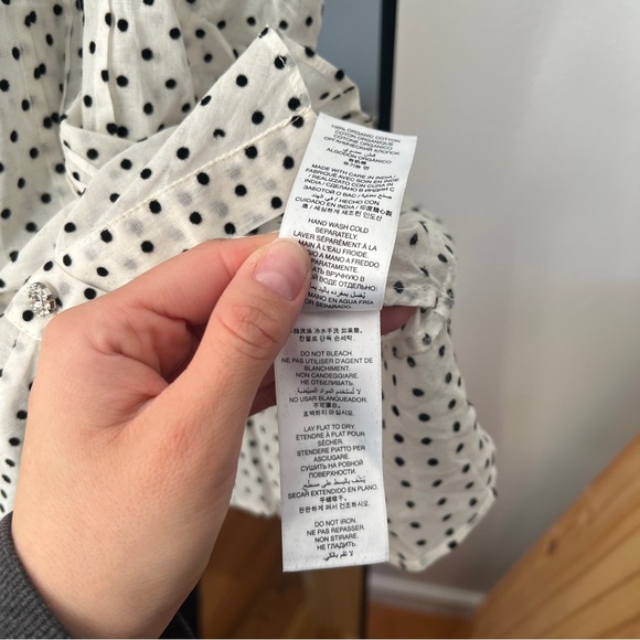 Doen Oleta Top Sea Salt Polka Dot Puff Sleeve Lace Collar Blouse Size XXL NWT - Picture 7 of 9